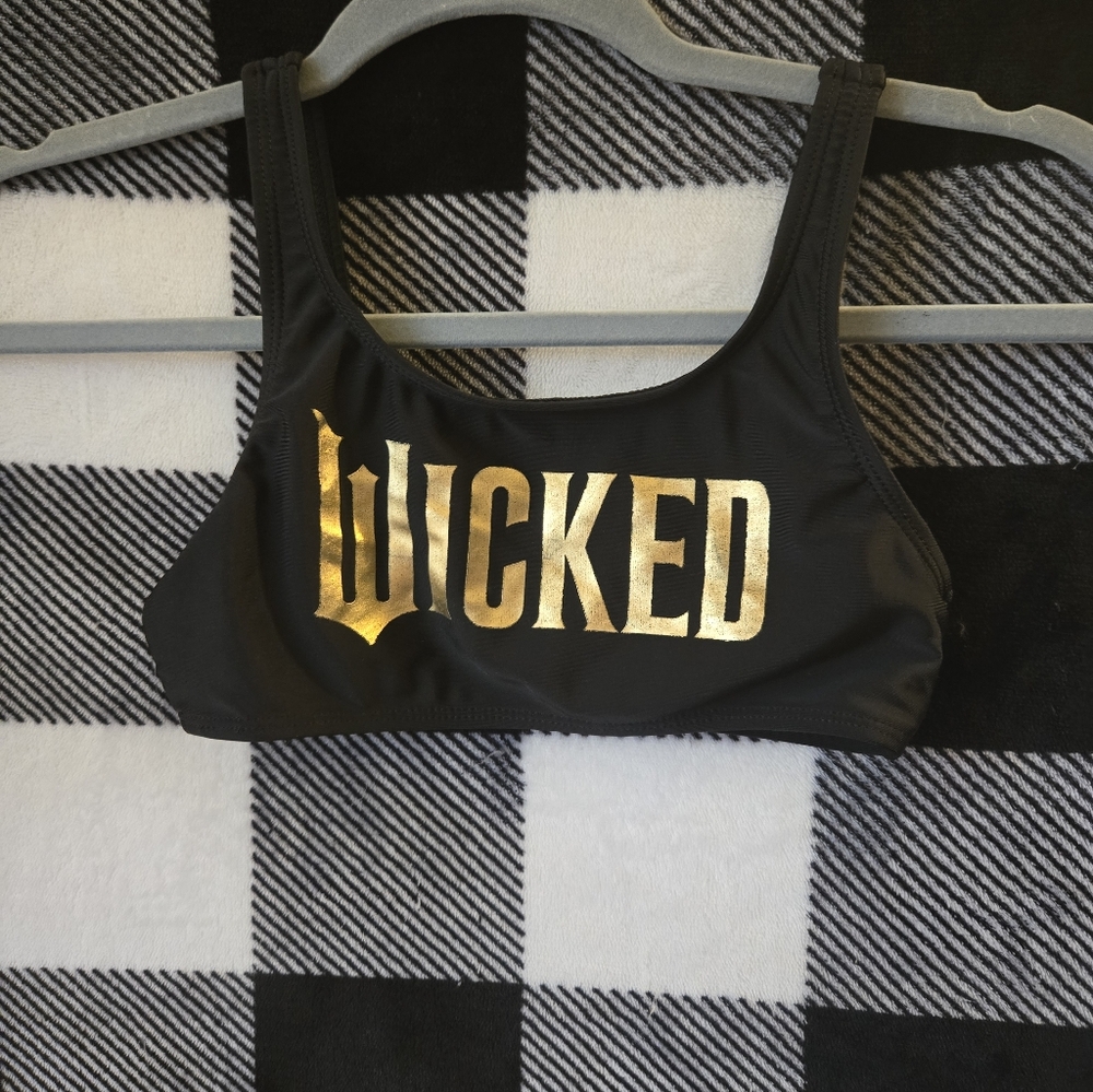 Black Sports Bralette with Gold 'WICKED' Foil Logo